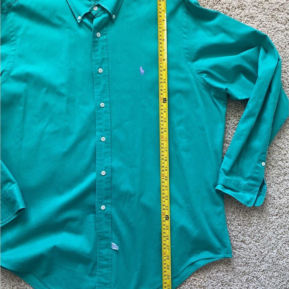 Men’s Ralph Lauren Kelly Green Button Down Long Sleeve Vintage X-Large - Picture 3 of 7